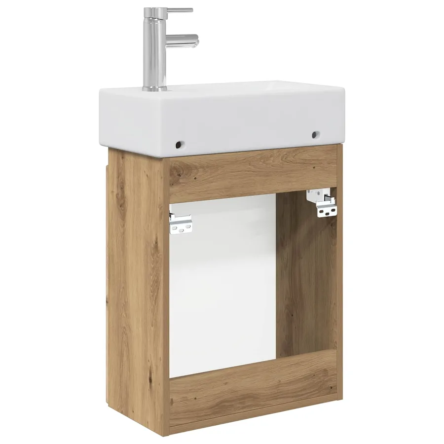 Meuble de salle de bain avec robinet Chêne artisanal - 7