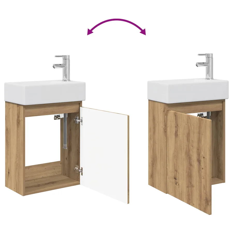 Meuble de salle de bain avec robinet Chêne artisanal - 9