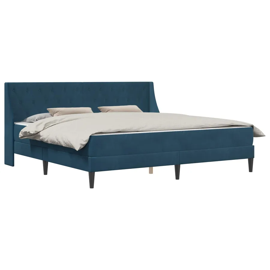 Cadre de lit avec matelas Bleu 200 x 200 cm Velours - 2