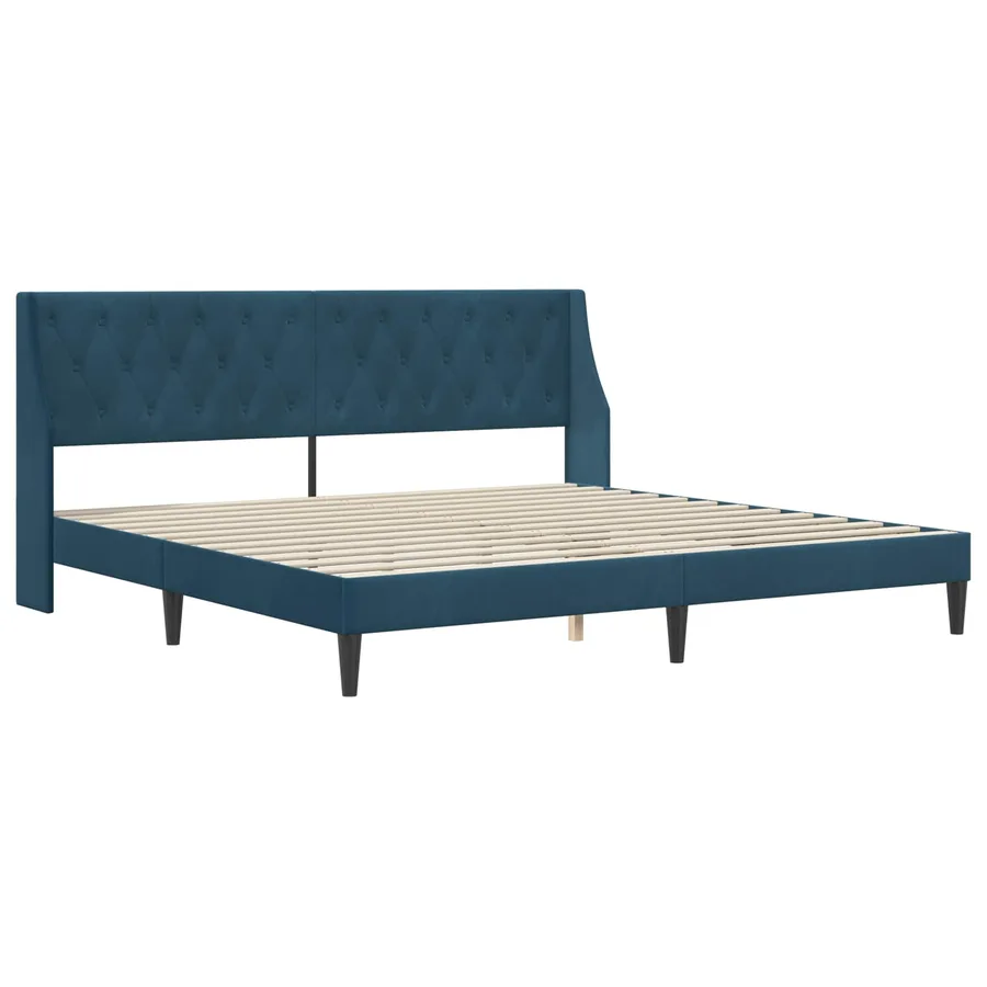 Cadre de lit avec matelas Bleu 200 x 200 cm Velours - 4
