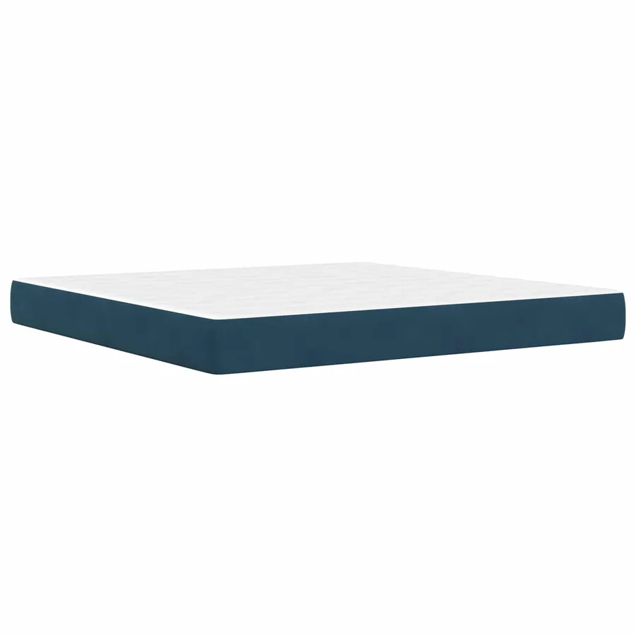 Cadre de lit avec matelas Bleu 200 x 200 cm Velours - 5