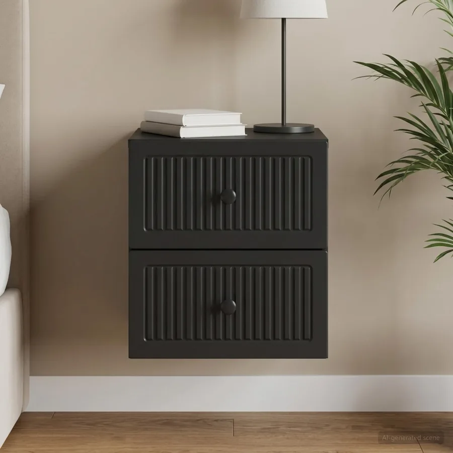 Cabinet de chevet mural avec tiroir Noir 33 x 34,5 x 40 cm