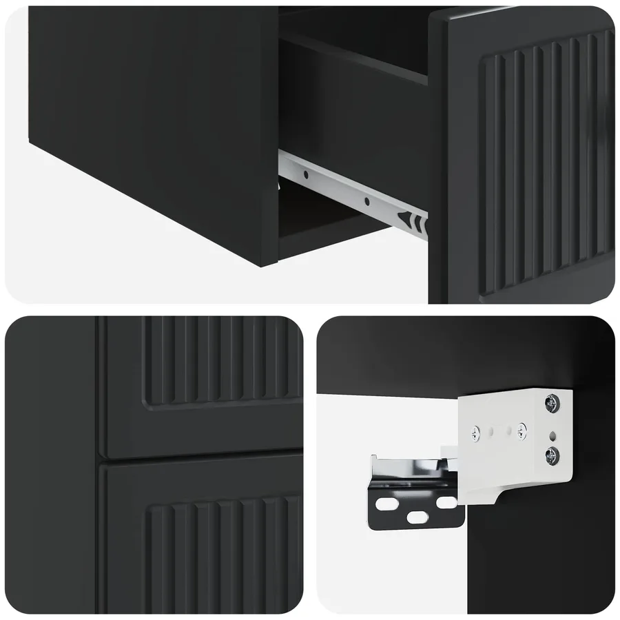 Cabinet de chevet mural avec tiroir Noir 33 x 34,5 x 40 cm - 8