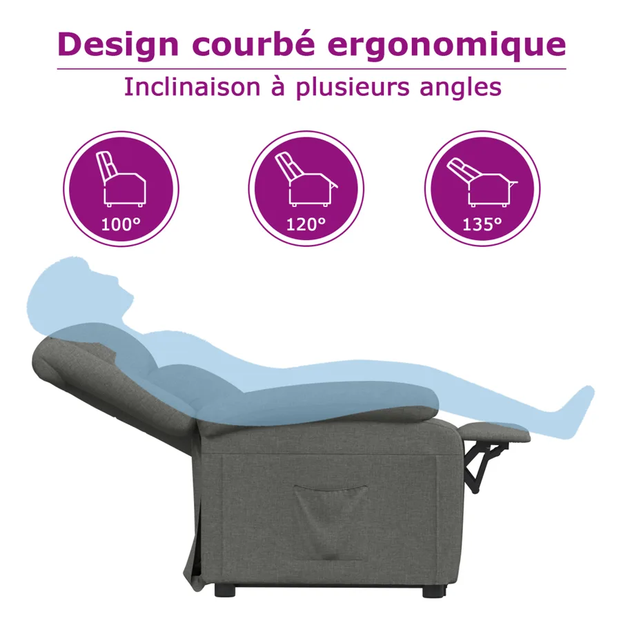 Fauteuil inclinable Noir Similicuir - 10