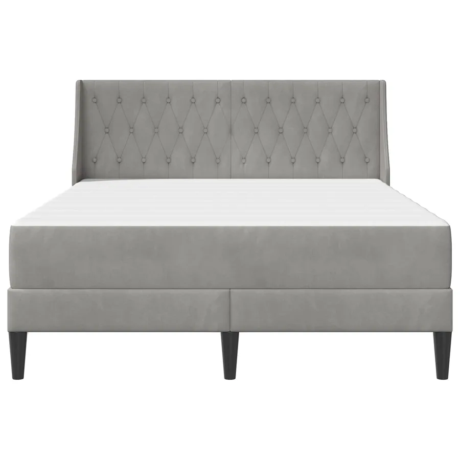 Cadre de lit avec matelas Gris clair 120 x 190 cm Velours - 6