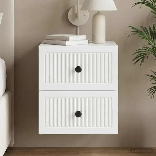Cabinet de chevet mural avec tiroir Blanc 33 x 34,5 x 40 cm
