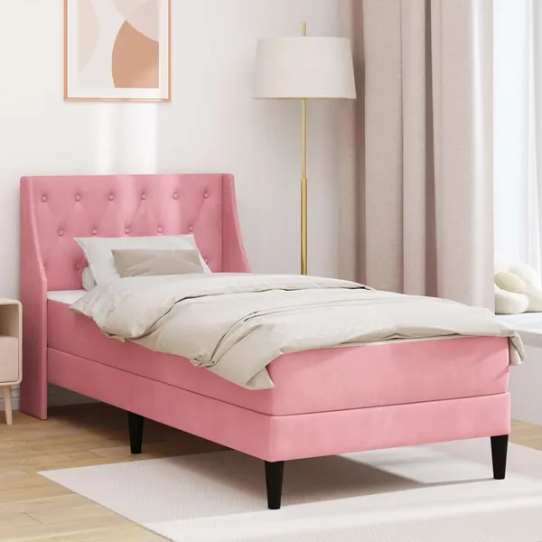 Cadre de lit avec matelas avec matelas Rose 90 x 200 cm Velours