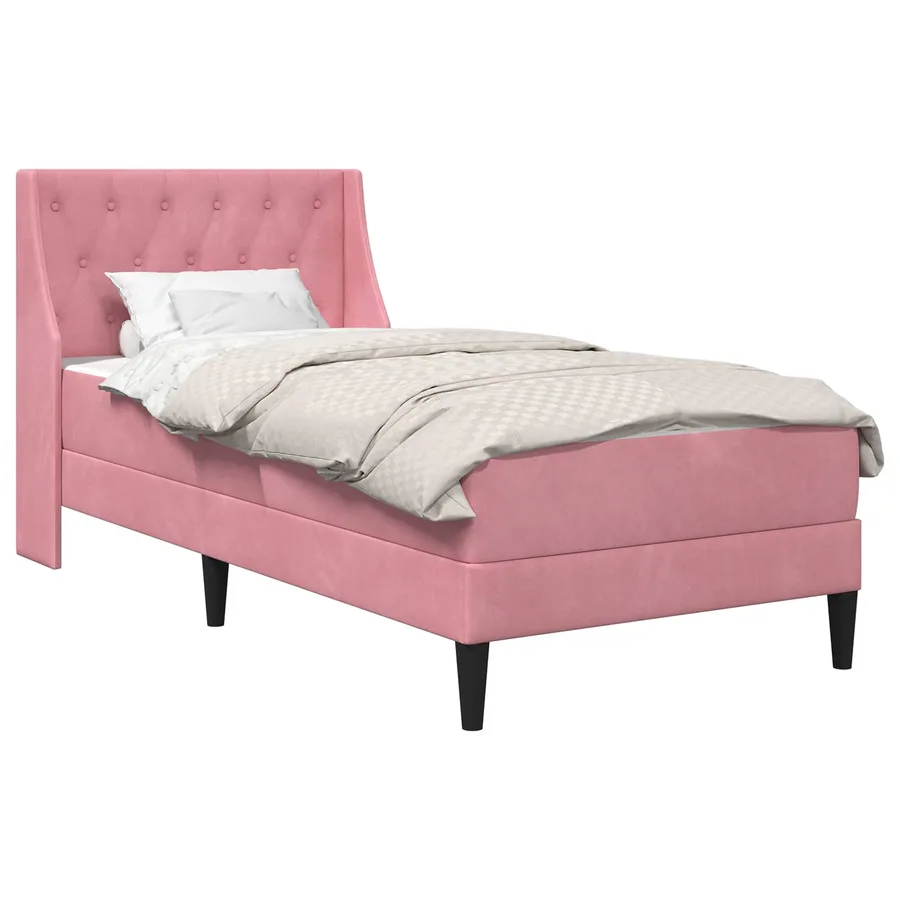 Cadre de lit avec matelas avec matelas Rose 90 x 200 cm Velours - 2
