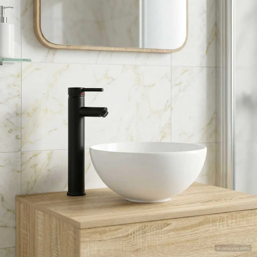 Lavabo de salle de bains Noir Mat 32 x 32 x 13 cm métal