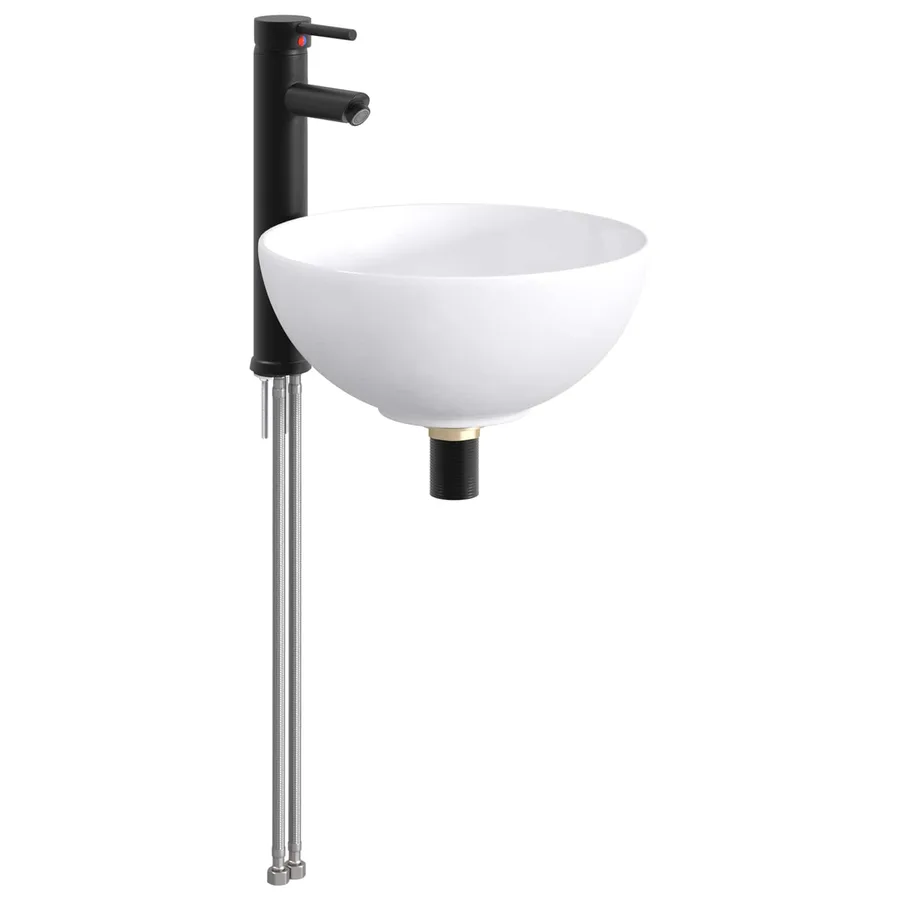 Lavabo de salle de bains Noir Mat 32 x 32 x 13 cm métal - 4