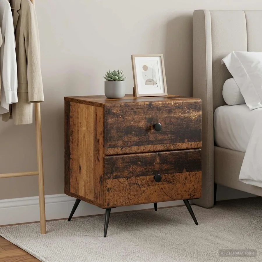 Cabinet de chevet 2 pcs Bois ancien 43 x 34,5 x 47,5 cm