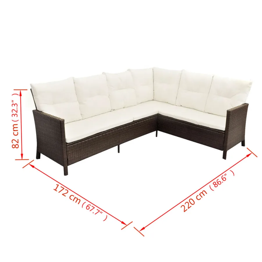 Salon de jardin 4 pcs avec coussins Résine tressée Marron - 10