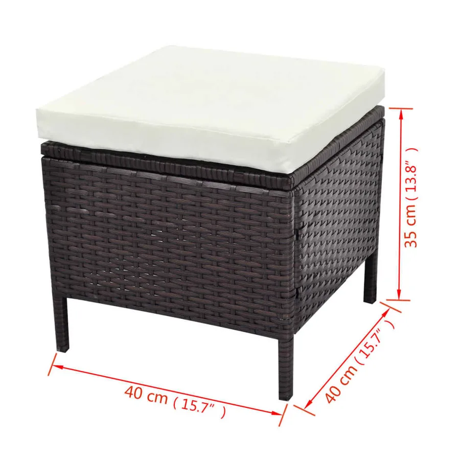 Salon de jardin 4 pcs avec coussins Résine tressée Marron - 12