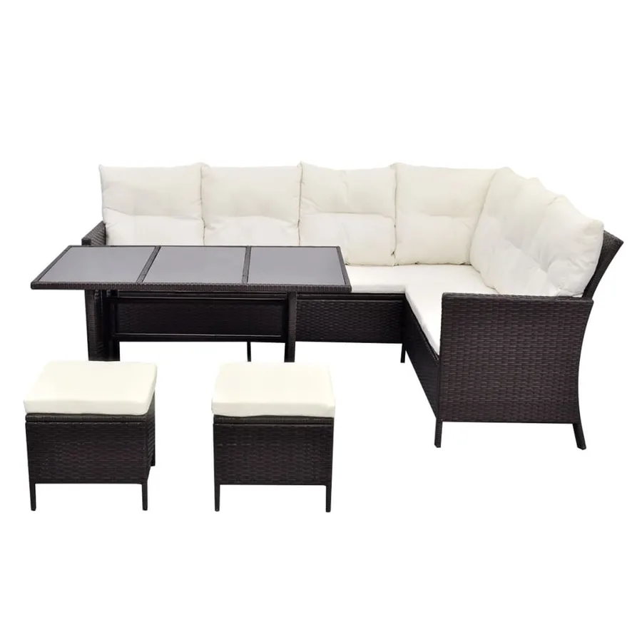 Salon de jardin 4 pcs avec coussins Résine tressée Marron - 4