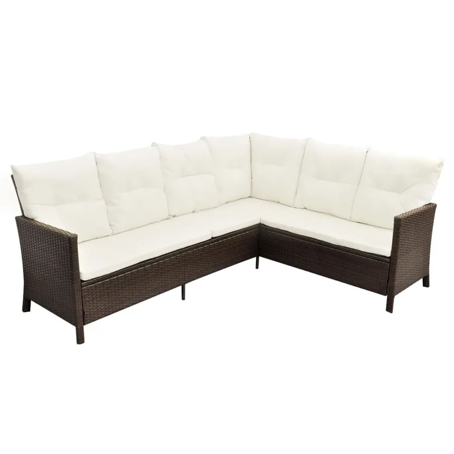 Salon de jardin 4 pcs avec coussins Résine tressée Marron - 6
