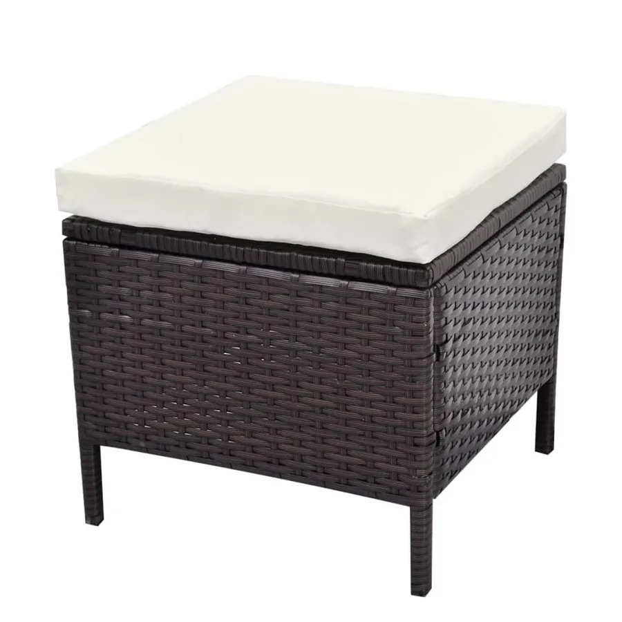 Salon de jardin 4 pcs avec coussins Résine tressée Marron - 8