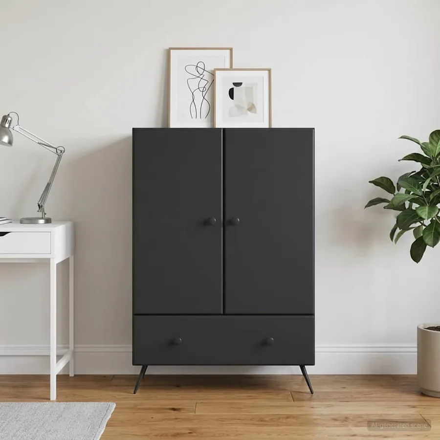 Buffet avec tiroir Noir 66 x 34,5 x 95 cm Bois d'ingénierie