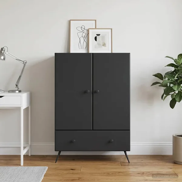 Buffet avec tiroir Noir 66 x 34,5 x 95 cm Bois d'ingénierie