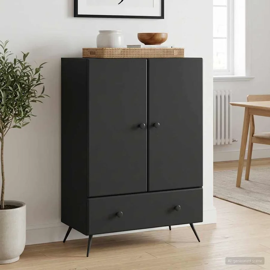 Buffet avec tiroir Noir 66 x 34,5 x 95 cm Bois d'ingénierie - 3