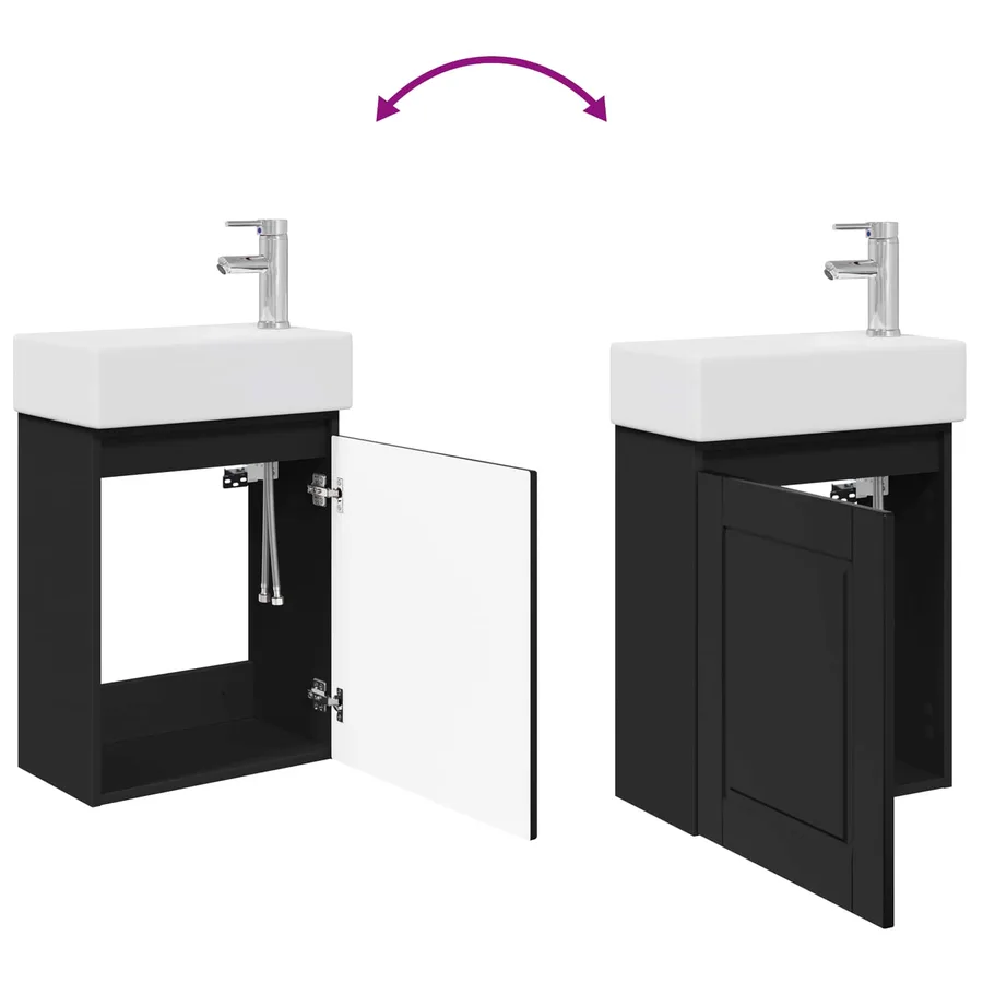 Meuble de salle de bain avec robinet Noir 45,5 x 22,5 x 84 cm - 9