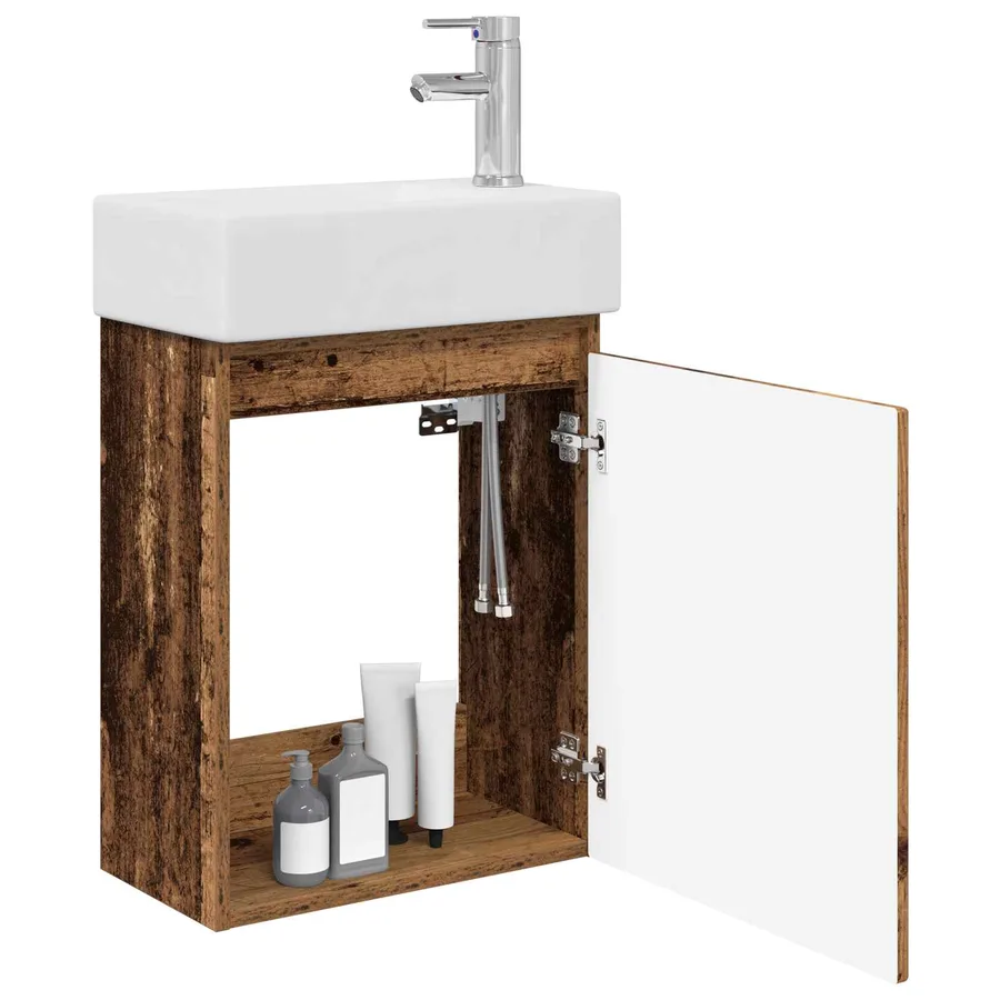 Meuble de salle de bain avec robinet Bois ancien - 3