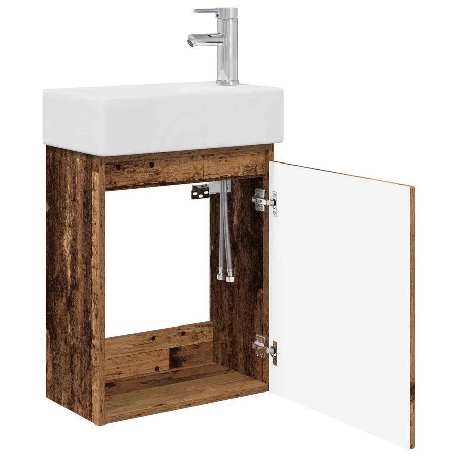 Meuble de salle de bain avec robinet Bois ancien - 4