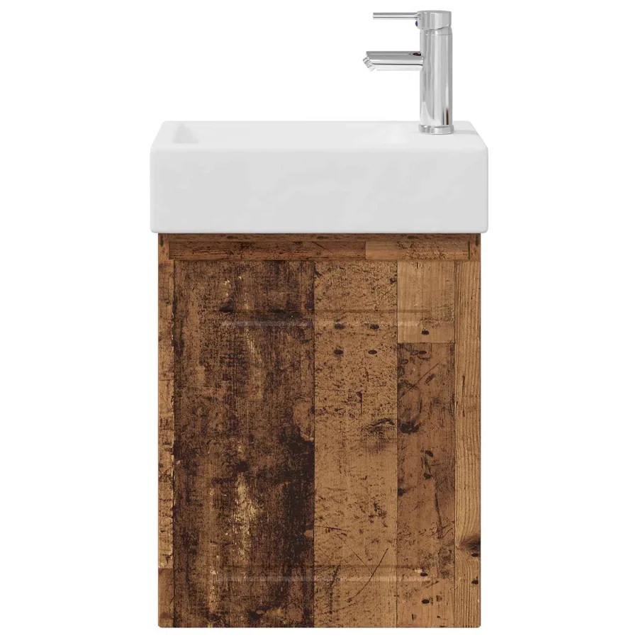 Meuble de salle de bain avec robinet Bois ancien - 5