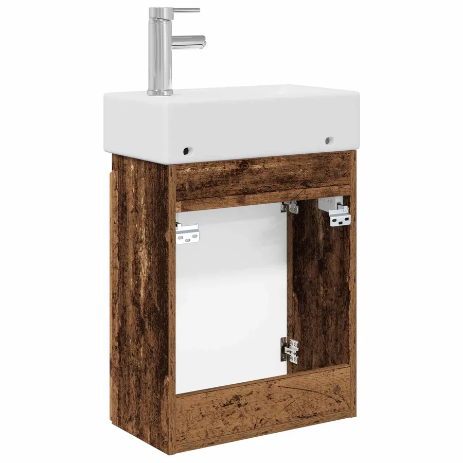 Meuble de salle de bain avec robinet Bois ancien - 7