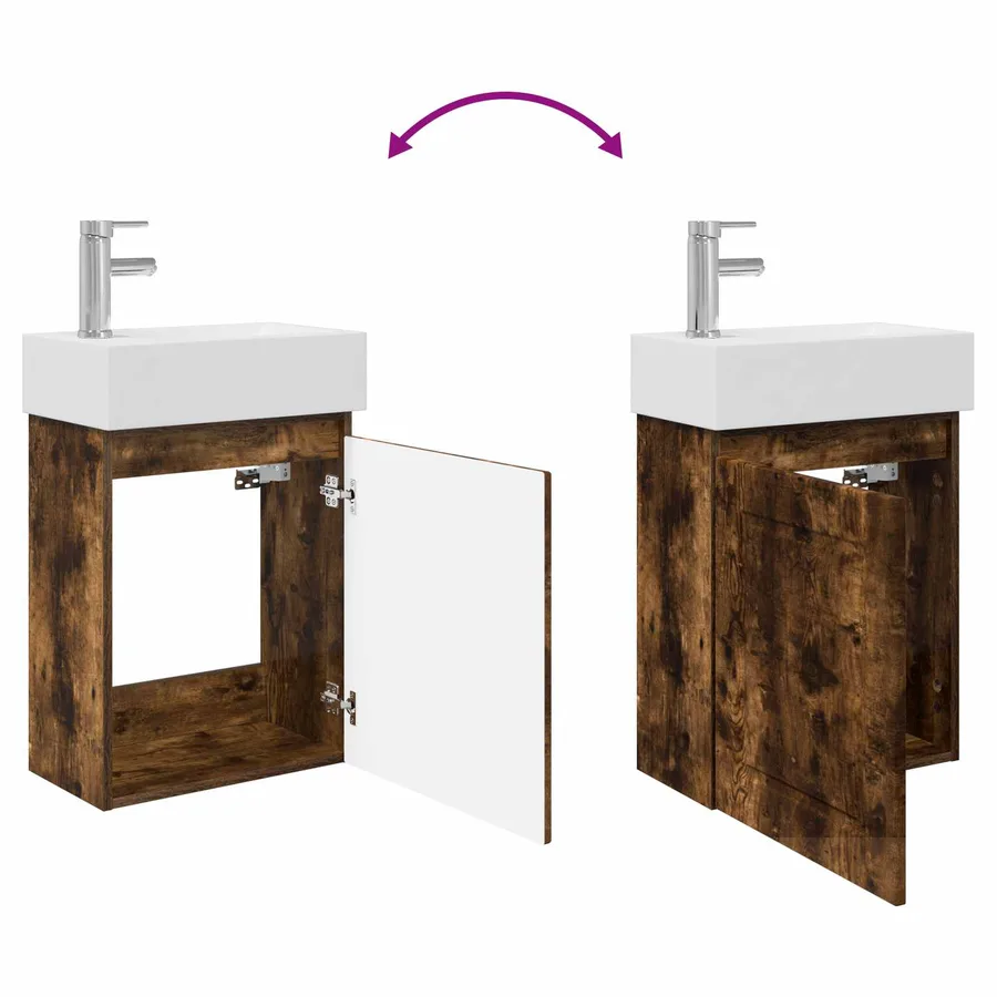 Meuble de salle de bain avec robinet Chêne fumé - 9