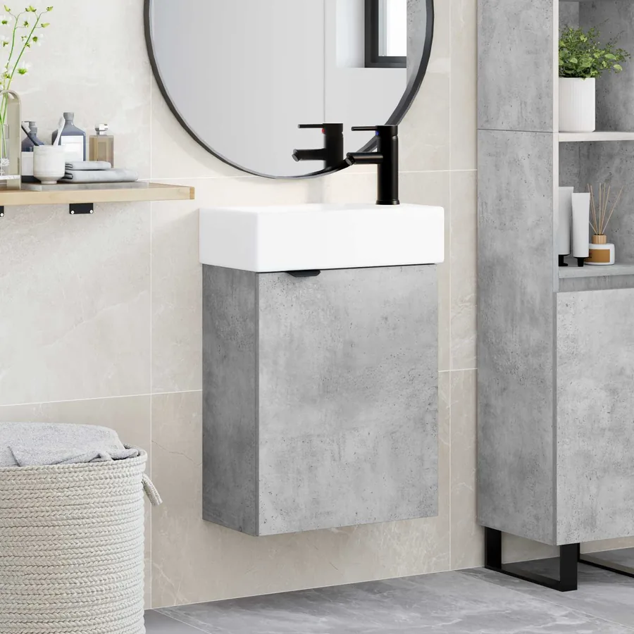 Meuble de salle de bain avec robinet Gris béton