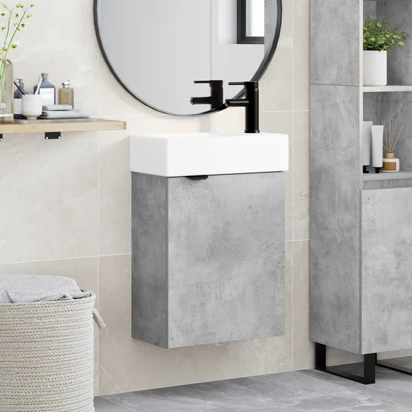 Meuble de salle de bain avec robinet Gris béton