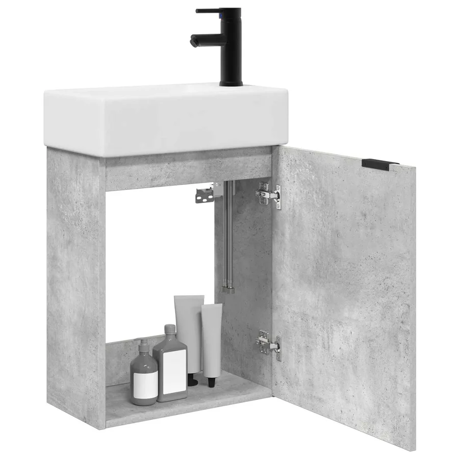 Meuble de salle de bain avec robinet Gris béton - 3