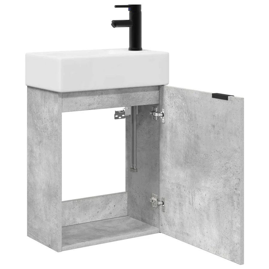 Meuble de salle de bain avec robinet Gris béton - 4