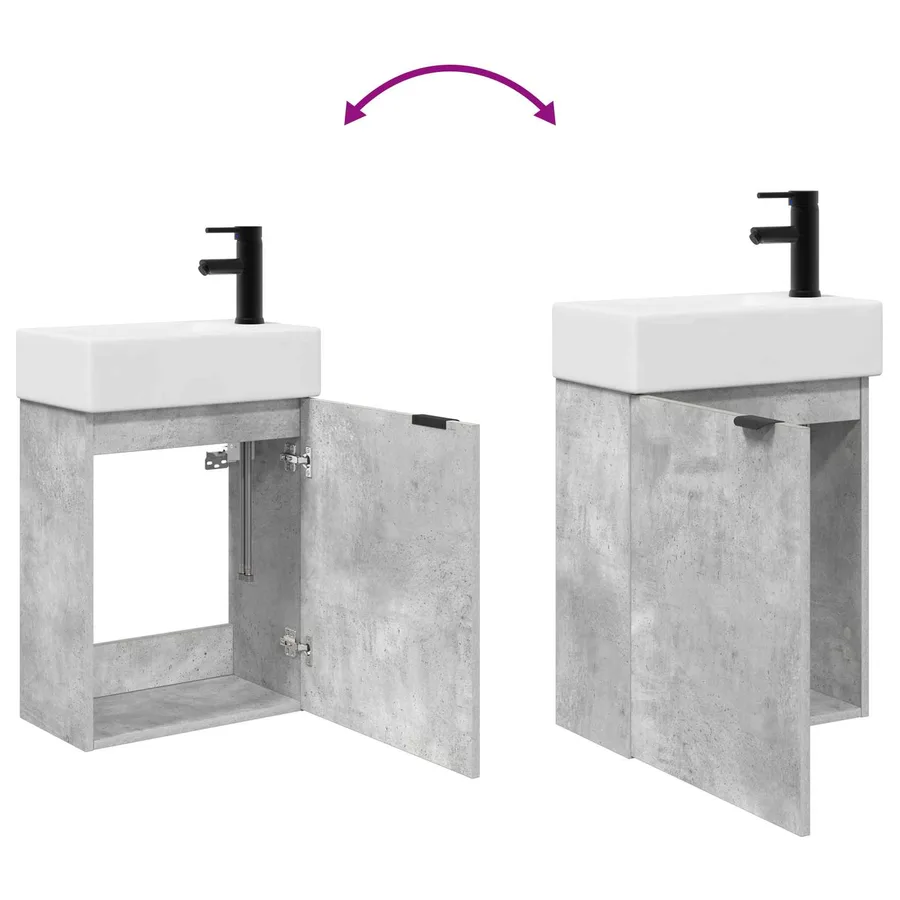 Meuble de salle de bain avec robinet Gris béton - 9