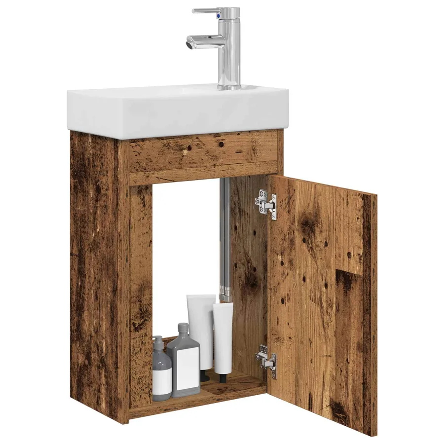 Meuble de salle de bain avec robinet Bois ancien - 3