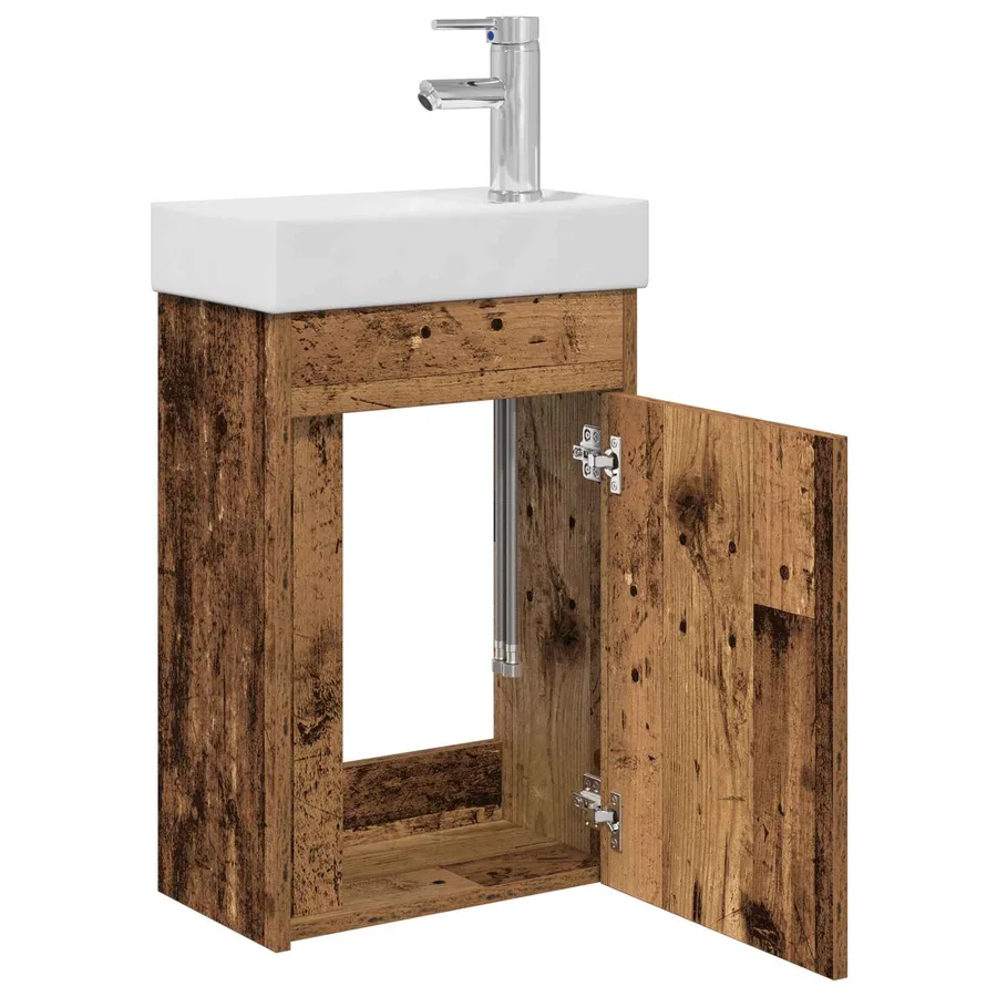 Meuble de salle de bain avec robinet Bois ancien - 4