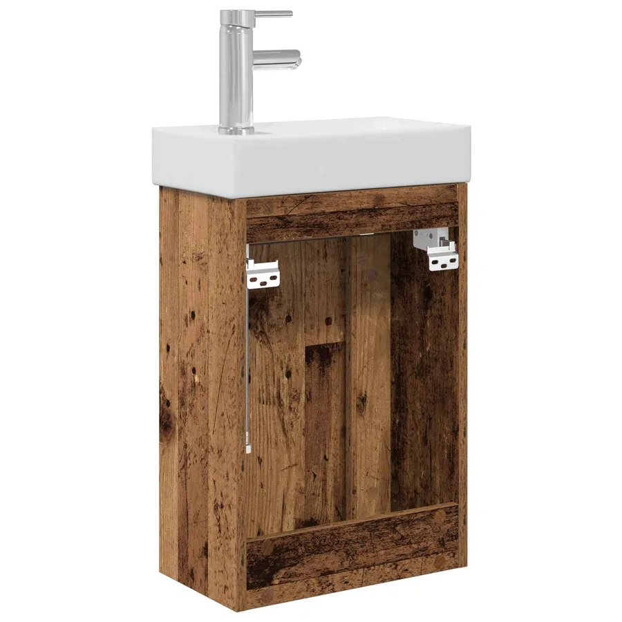Meuble de salle de bain avec robinet Bois ancien - 7