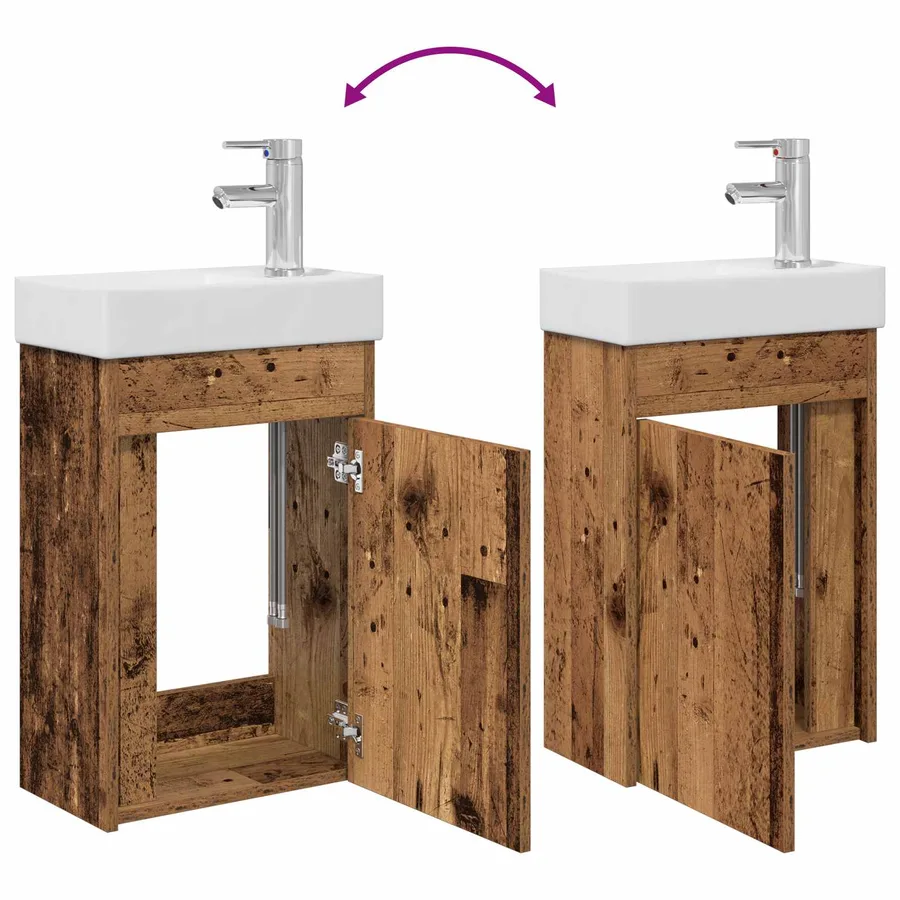 Meuble de salle de bain avec robinet Bois ancien - 9