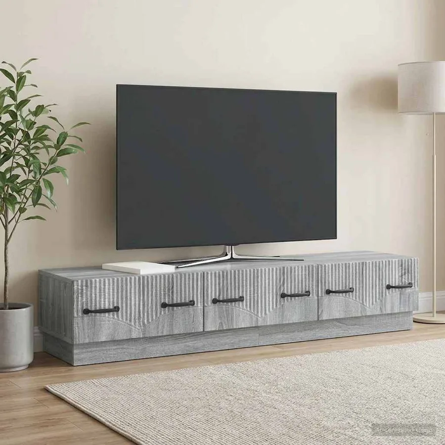 Meuble TV Sonoma gris 147 x 34,5 x 27 cm Bois d'ingénierie - 4