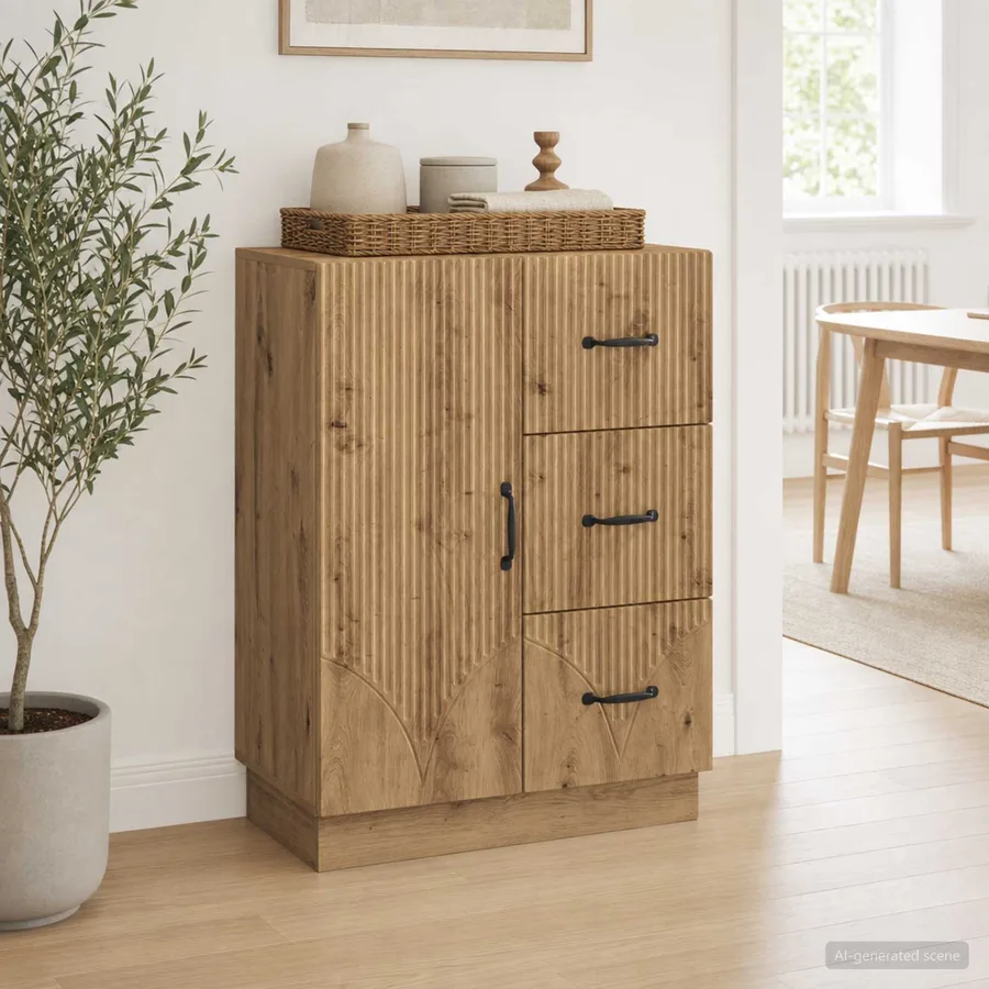 Buffet Chêne artisanal 66 x 34,5 x 87 cm Bois d'ingénierie - 4