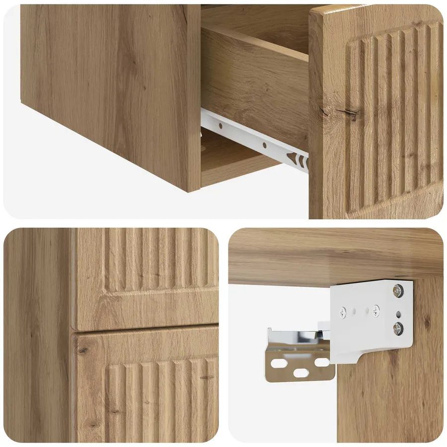 Cabinet de chevet mural 2 pc Chêne artisanal 33 x 34,5 x 40 cm - 8