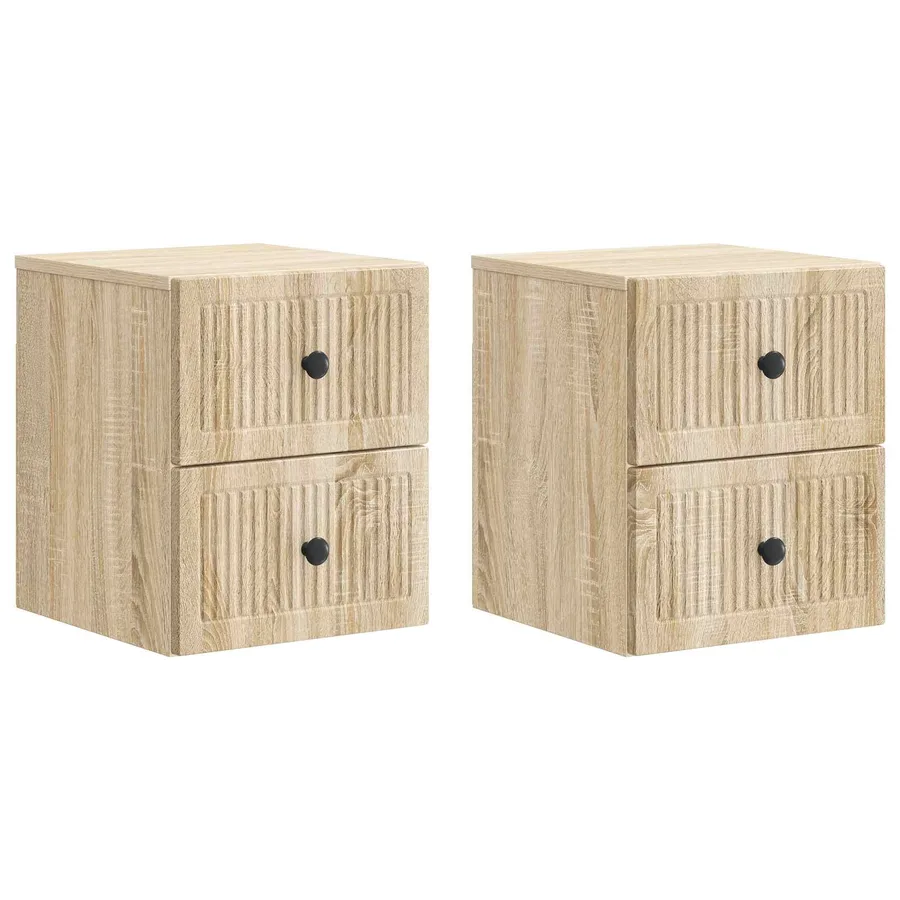 Cabinet de chevet mural 2 pcs Chêne Sonoma 33 x 34,5 x 40 cm - 2