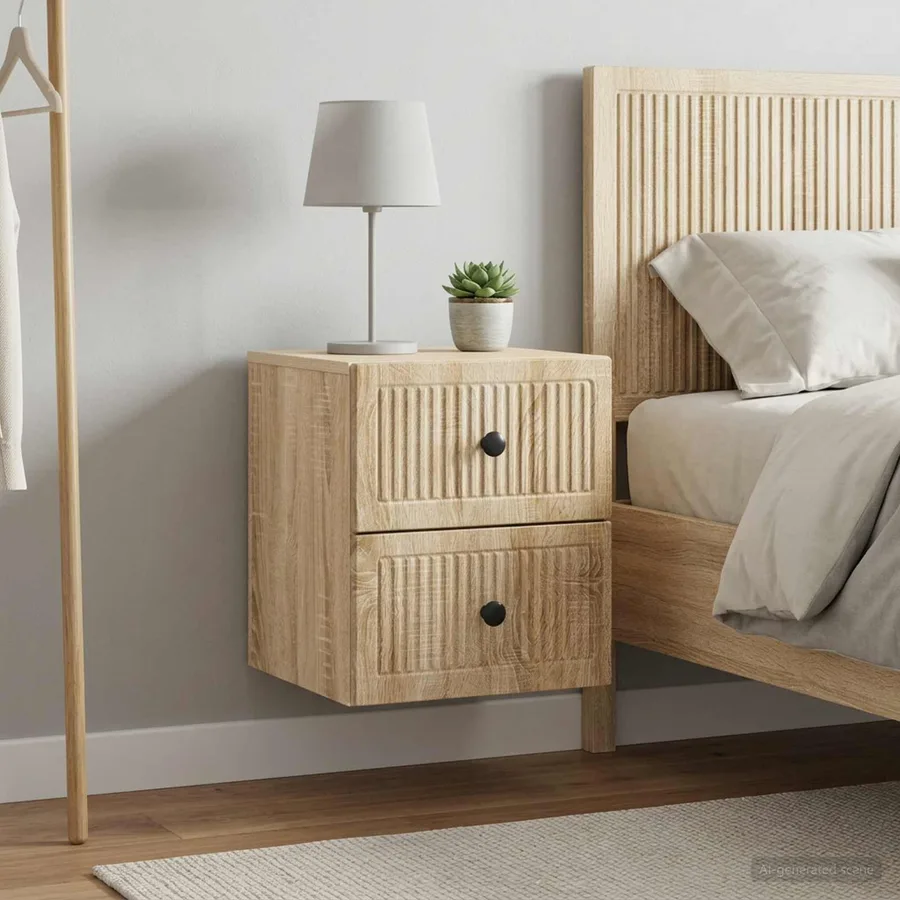 Cabinet de chevet mural 2 pcs Chêne Sonoma 33 x 34,5 x 40 cm - 4