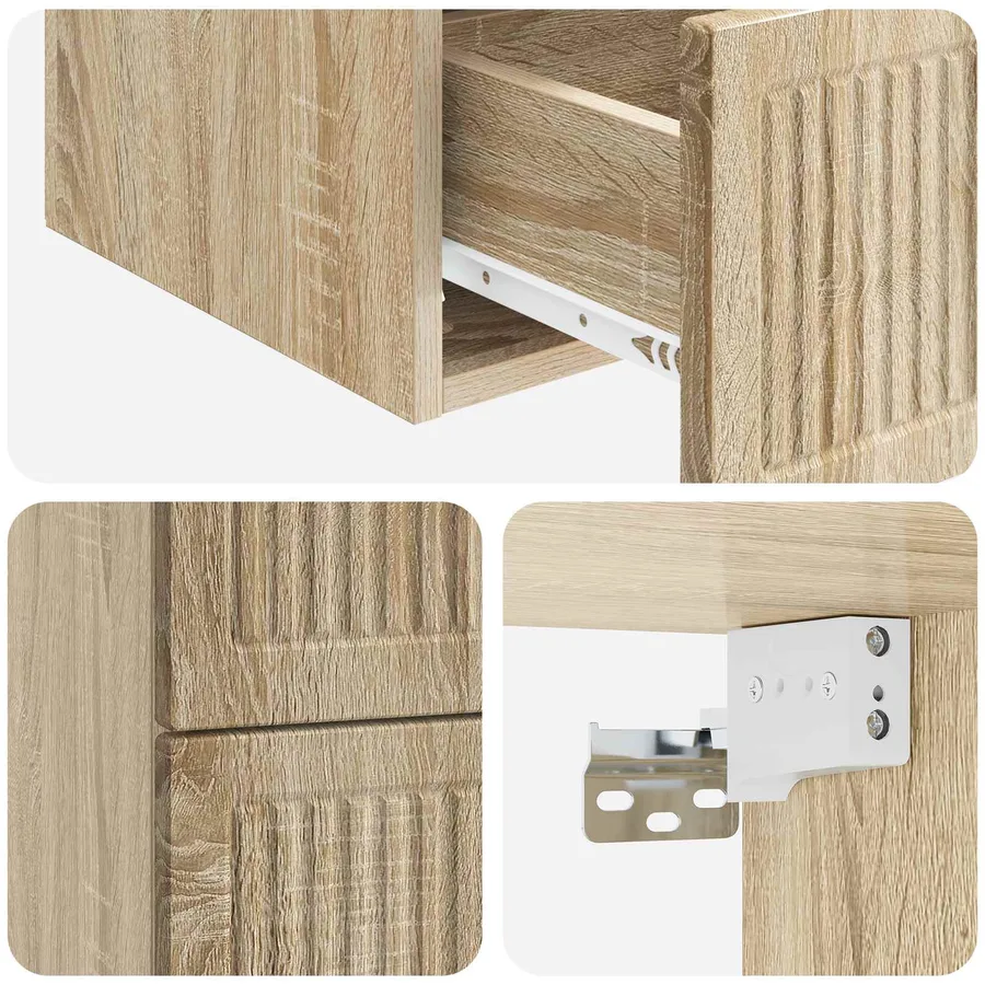 Cabinet de chevet mural 2 pcs Chêne Sonoma 33 x 34,5 x 40 cm - 8
