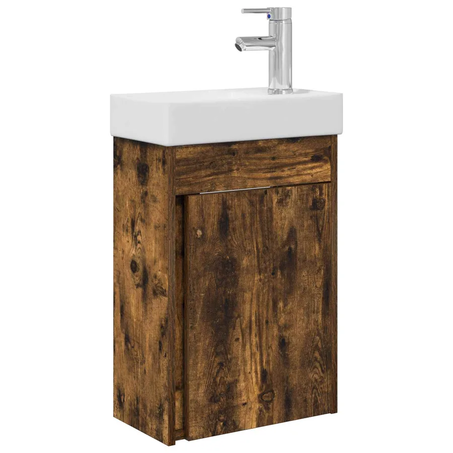 Meuble de salle de bain avec robinet Chêne fumé - 2