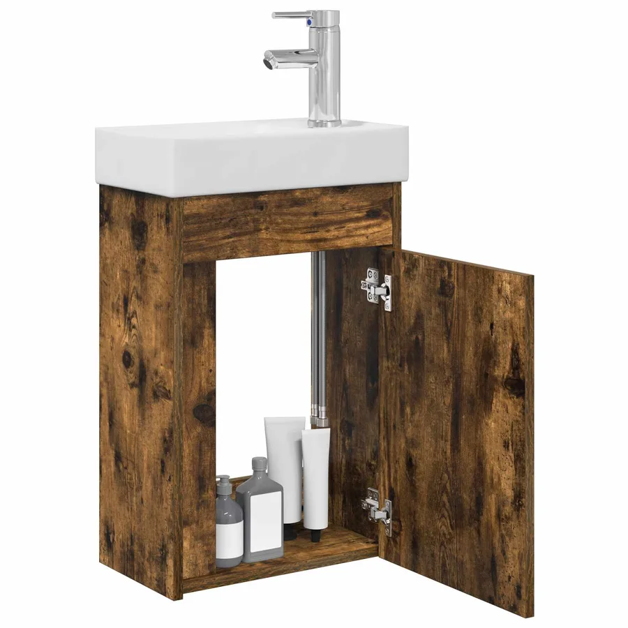 Meuble de salle de bain avec robinet Chêne fumé - 3