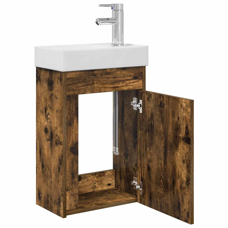 Meuble de salle de bain avec robinet Chêne fumé - 4