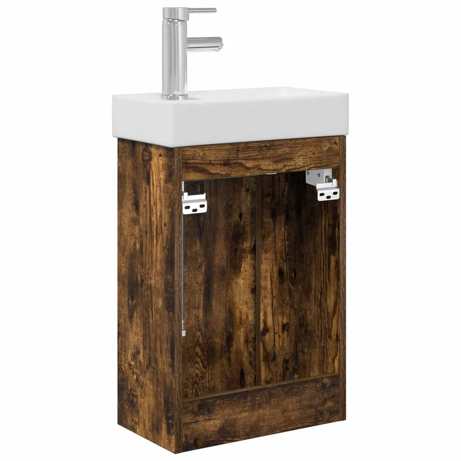 Meuble de salle de bain avec robinet Chêne fumé - 7