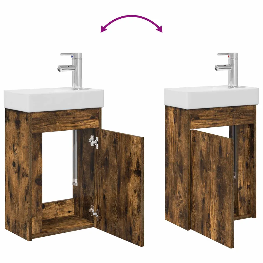 Meuble de salle de bain avec robinet Chêne fumé - 9