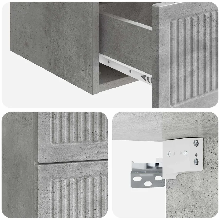 Cabinet de chevet mural 2 pcs Gris béton 33 x 34,5 x 40 cm - 10